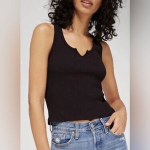 LACAUSA - NWT | Roxy Tank - Sz Large | Black - Ribbed - 100% Cotton